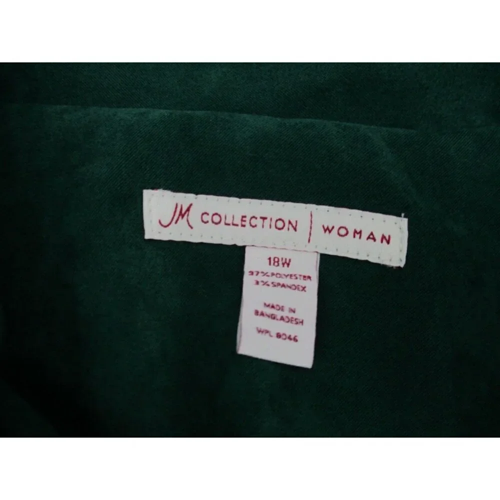 JM Collection Womens Blazer 18W Green Zip Up Long Sleeves Preppy Zip Pockets
